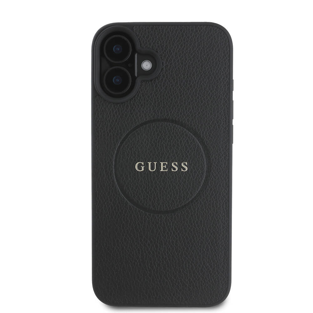 Apple iPhone 16 Kılıf Guess Orjinal Lisanslı M-safe Şarj Özellikli Yazı Logolu Grained Kapak
