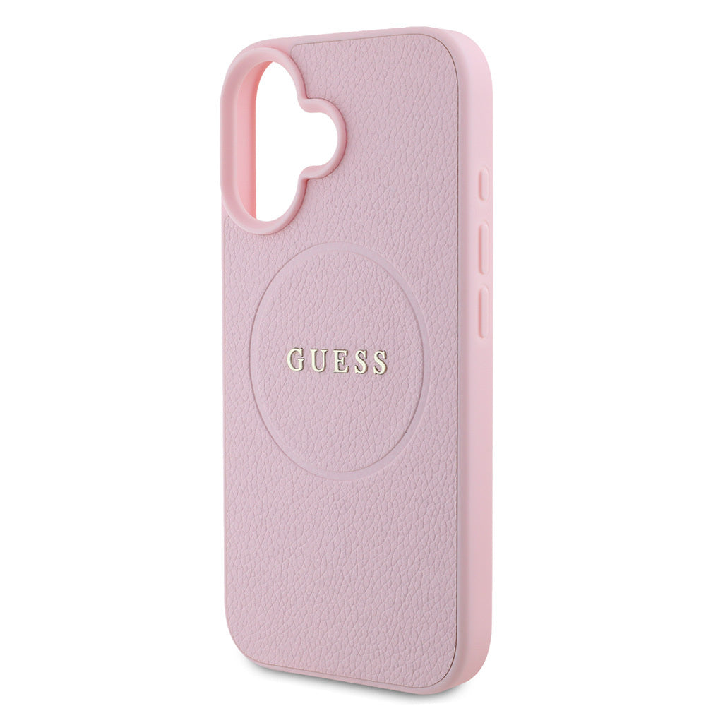 Apple iPhone 16 Kılıf Guess Orjinal Lisanslı M-safe Şarj Özellikli Yazı Logolu Grained Kapak