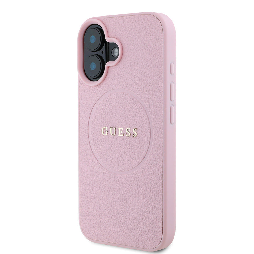 Apple iPhone 16 Kılıf Guess Orjinal Lisanslı M-safe Şarj Özellikli Yazı Logolu Grained Kapak