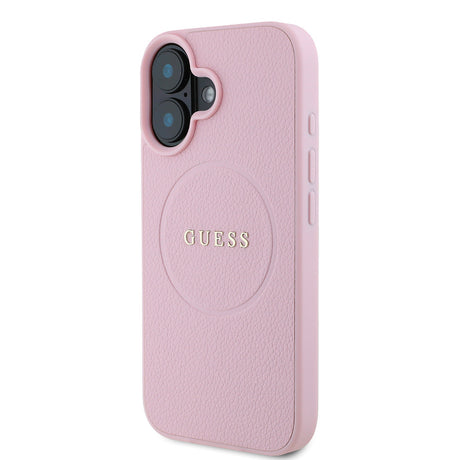Apple iPhone 16 Kılıf Guess Orjinal Lisanslı M-safe Şarj Özellikli Yazı Logolu Grained Kapak