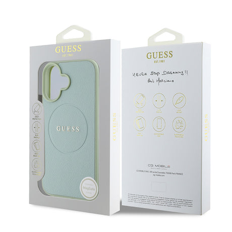 Apple iPhone 16 Kılıf Guess Orjinal Lisanslı M-safe Şarj Özellikli Yazı Logolu Grained Kapak