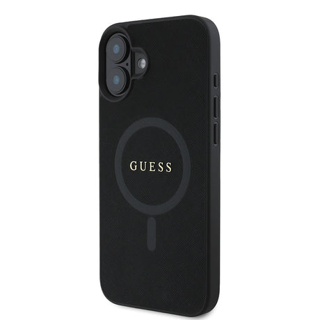 Apple iPhone 16 Kılıf Guess Orjinal Lisanslı M-safe Şarj Özellikli Yazı Logolu Saffiano Classic Kapak
