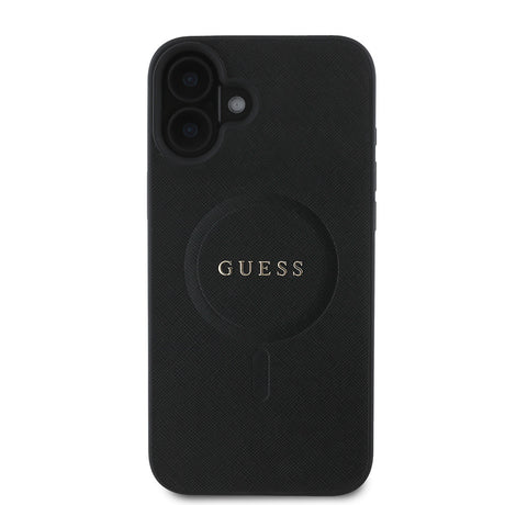 Apple iPhone 16 Kılıf Guess Orjinal Lisanslı M-safe Şarj Özellikli Yazı Logolu Saffiano Classic Kapak