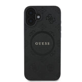 Apple iPhone 16 Kılıf Guess Orjinal Lisanslı M-safe Şarj Özellikli Yazı Logolu Saffiano Peony Kapak