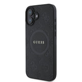 Apple iPhone 16 Kılıf Guess Orjinal Lisanslı M-safe Şarj Özellikli Yazı Logolu Saffiano Peony Kapak