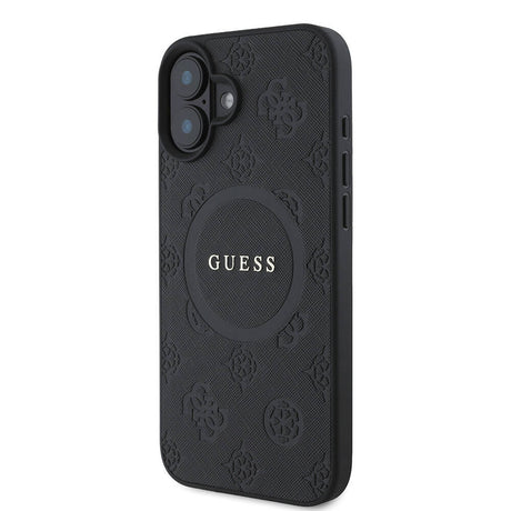 Apple iPhone 16 Kılıf Guess Orjinal Lisanslı M-safe Şarj Özellikli Yazı Logolu Saffiano Peony Kapak