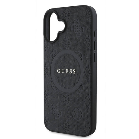 Apple iPhone 16 Kılıf Guess Orjinal Lisanslı M-safe Şarj Özellikli Yazı Logolu Saffiano Peony Kapak
