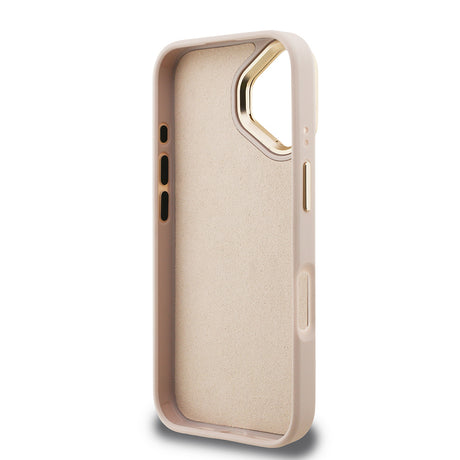Apple iPhone 16 Kılıf Guess Orjinal Lisanslı PU Deri 4G Desenli Metal Büyük 4G ve Yazı Logolu Kamera Standlı Kapak