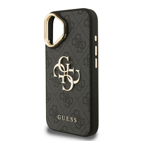 Apple iPhone 16 Kılıf Guess Orjinal Lisanslı PU Deri 4G Desenli Metal Büyük 4G ve Yazı Logolu Kamera Standlı Kapak