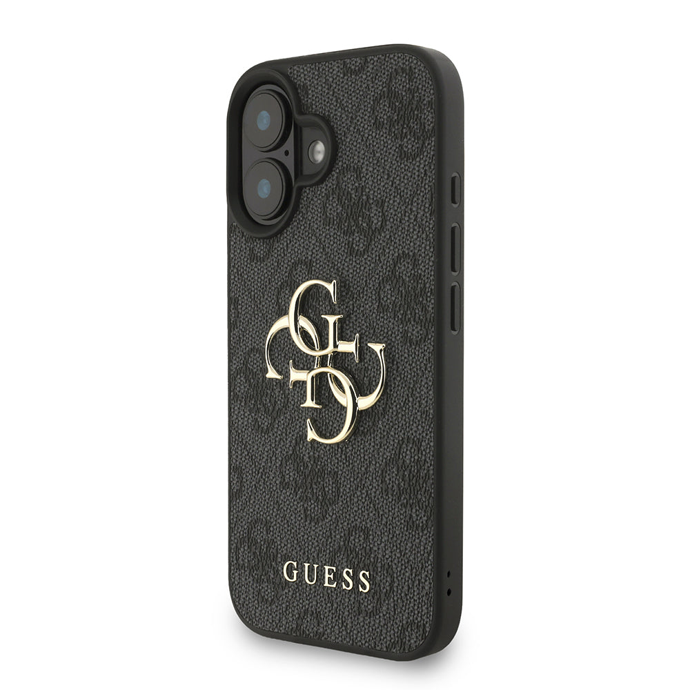 Apple iPhone 16 Kılıf Guess Orjinal Lisanslı PU Deri Bilek Askı İpli Metal Büyük 4G ve Yazı Logolu Kapak
