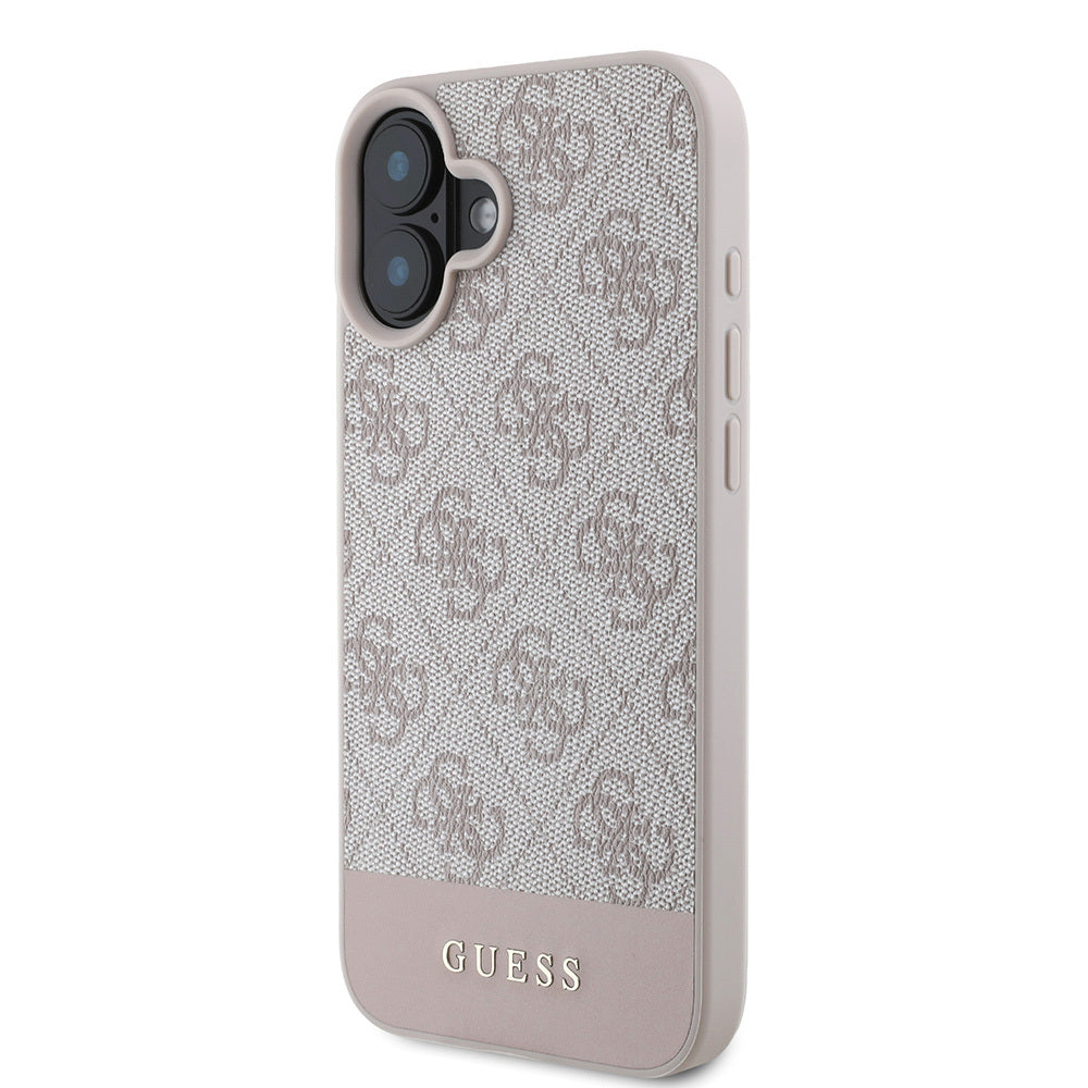 Apple iPhone 16 Kılıf Guess Orjinal Lisanslı PU Deri Şerit Logo Dizaynlı Kapak