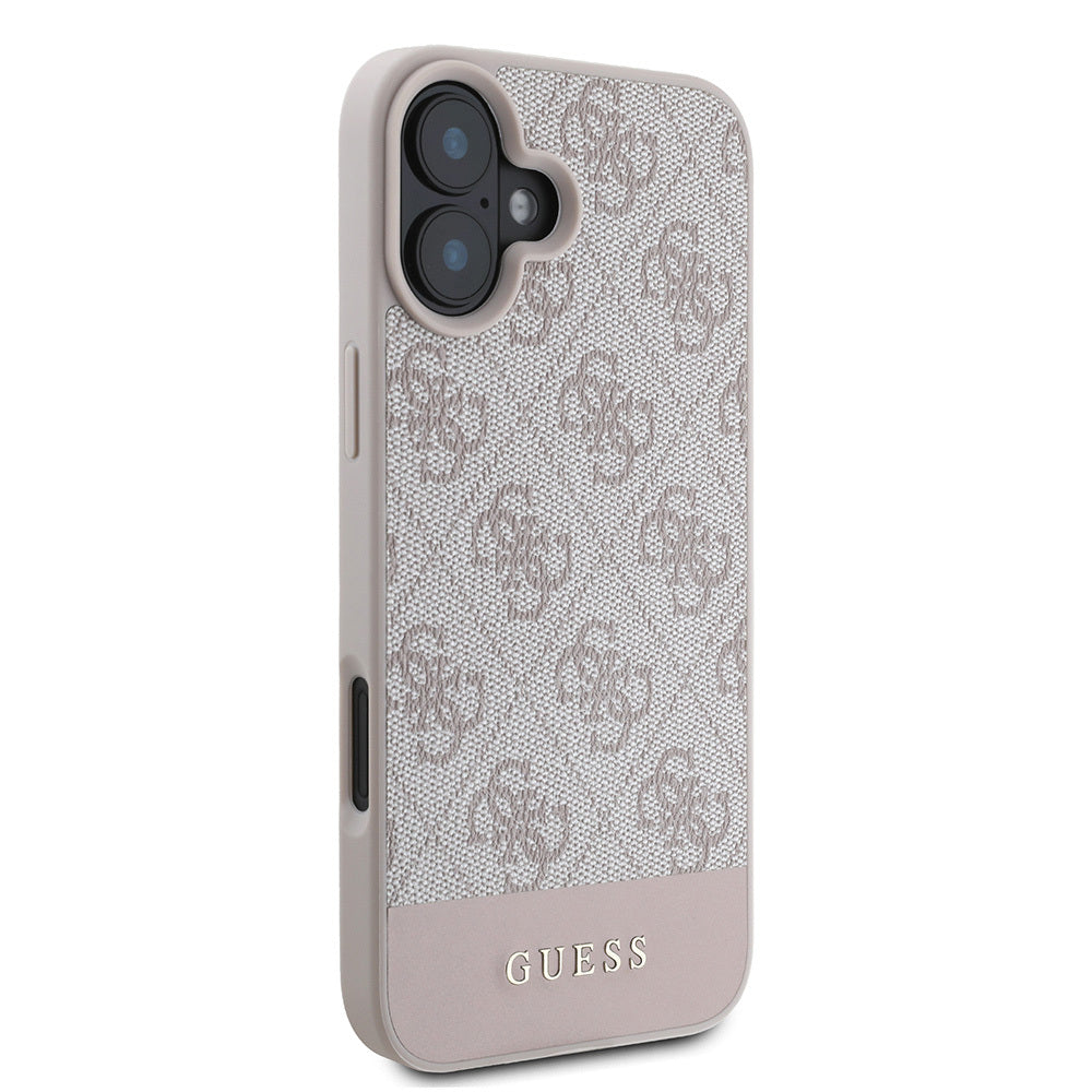 Apple iPhone 16 Kılıf Guess Orjinal Lisanslı PU Deri Şerit Logo Dizaynlı Kapak