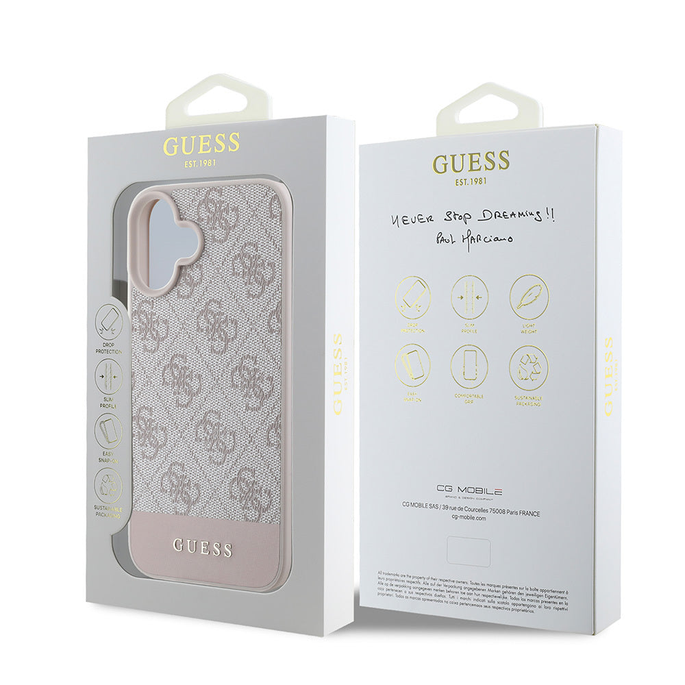 Apple iPhone 16 Kılıf Guess Orjinal Lisanslı PU Deri Şerit Logo Dizaynlı Kapak