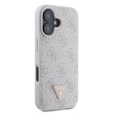 Apple iPhone 16 Kılıf Guess Orjinal Lisanslı PU Deri Taşlı Üçgen Logo 4G Desenli Strass Kapak