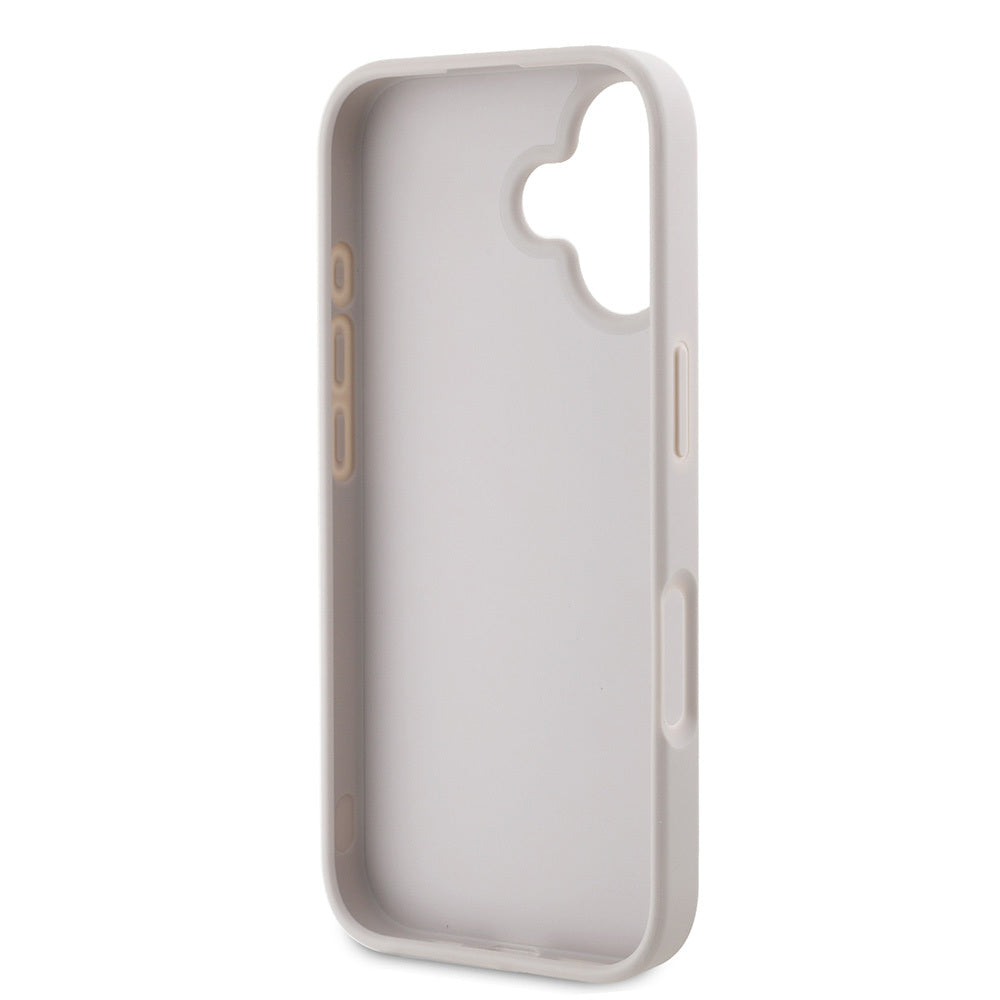 Apple iPhone 16 Kılıf Guess Orjinal Lisanslı PU Deri Taşlı Üçgen Logo 4G Desenli Strass Kapak