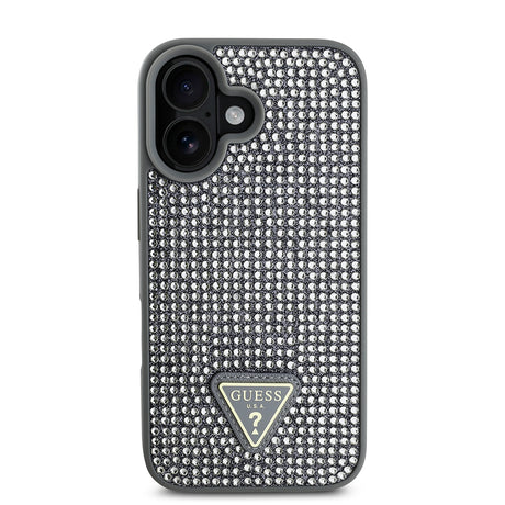 Apple iPhone 16 Kılıf Guess Orjinal Lisanslı Taşlı Arka Yüzey Üçgen Logolu Kapak
