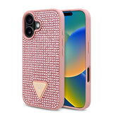 Apple iPhone 16 Kılıf Guess Orjinal Lisanslı Taşlı Arka Yüzey Üçgen Logolu Kapak