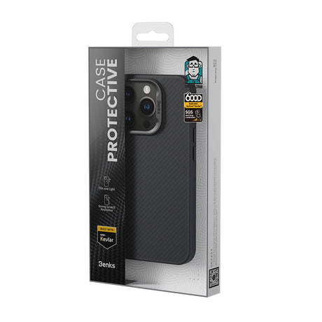 Apple iPhone 16 Kılıf Karbon Fiber M-safe Şarj Özellikli Benks Hybrid ArmorPro 600D Kevlar Kapak