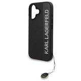 Apple iPhone 16 Kılıf Karl Lagerfeld Orjinal Lisanslı Anahtarlıklı Taşlı KL Yazılı Saffiano Rhinestones Kapak