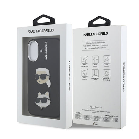 Apple iPhone 16 Kılıf Karl Lagerfeld Orjinal Lisanslı K&C Heads Pin Kapak
