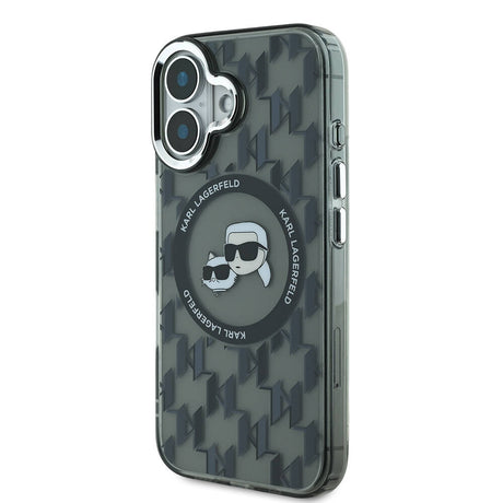 Apple iPhone 16 Kılıf Karl Lagerfeld Orjinal Lisanslı M-safe Şarj Özellikli IML Baskılı Metal Monogram KC Heads Kapak