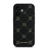 Apple iPhone 16 Kılıf Karl Lagerfeld Orjinal Lisanslı M-safe Şarj Özellikli PU Deri Karl Heads Desenli Klasik Logolu Kapak