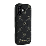 Apple iPhone 16 Kılıf Karl Lagerfeld Orjinal Lisanslı M-safe Şarj Özellikli PU Deri Karl Heads Desenli Klasik Logolu Kapak
