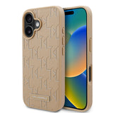 Apple iPhone 16 Kılıf Karl Lagerfeld Orjinal Lisanslı M-safe Şarj Özellikli KL Yazılı Hot Stamp Kapak