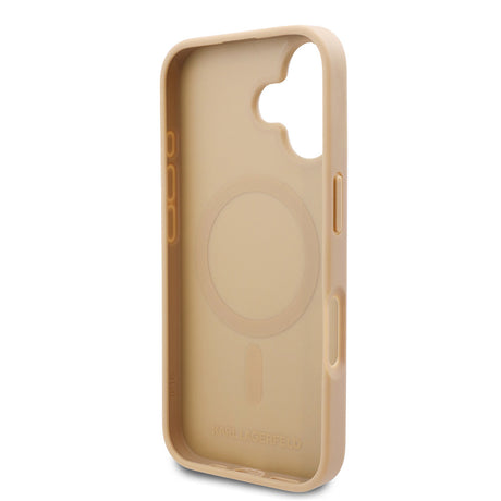 Apple iPhone 16 Kılıf Karl Lagerfeld Orjinal Lisanslı M-safe Şarj Özellikli KL Yazılı Hot Stamp Kapak