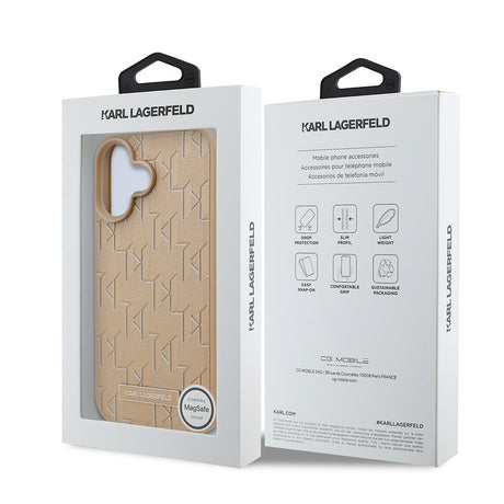 Apple iPhone 16 Kılıf Karl Lagerfeld Orjinal Lisanslı M-safe Şarj Özellikli KL Yazılı Hot Stamp Kapak