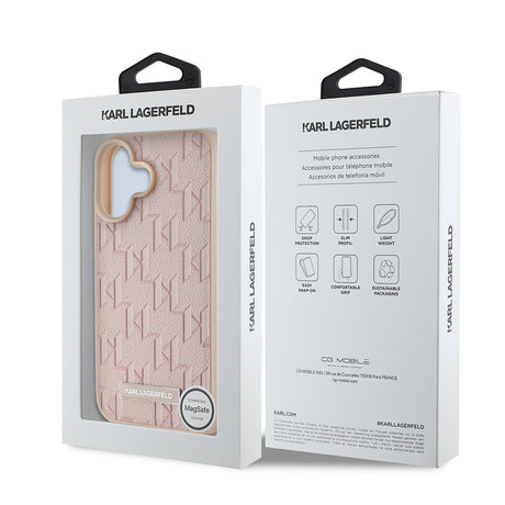 Apple iPhone 16 Kılıf Karl Lagerfeld Orjinal Lisanslı M-safe Şarj Özellikli KL Yazılı Hot Stamp Kapak