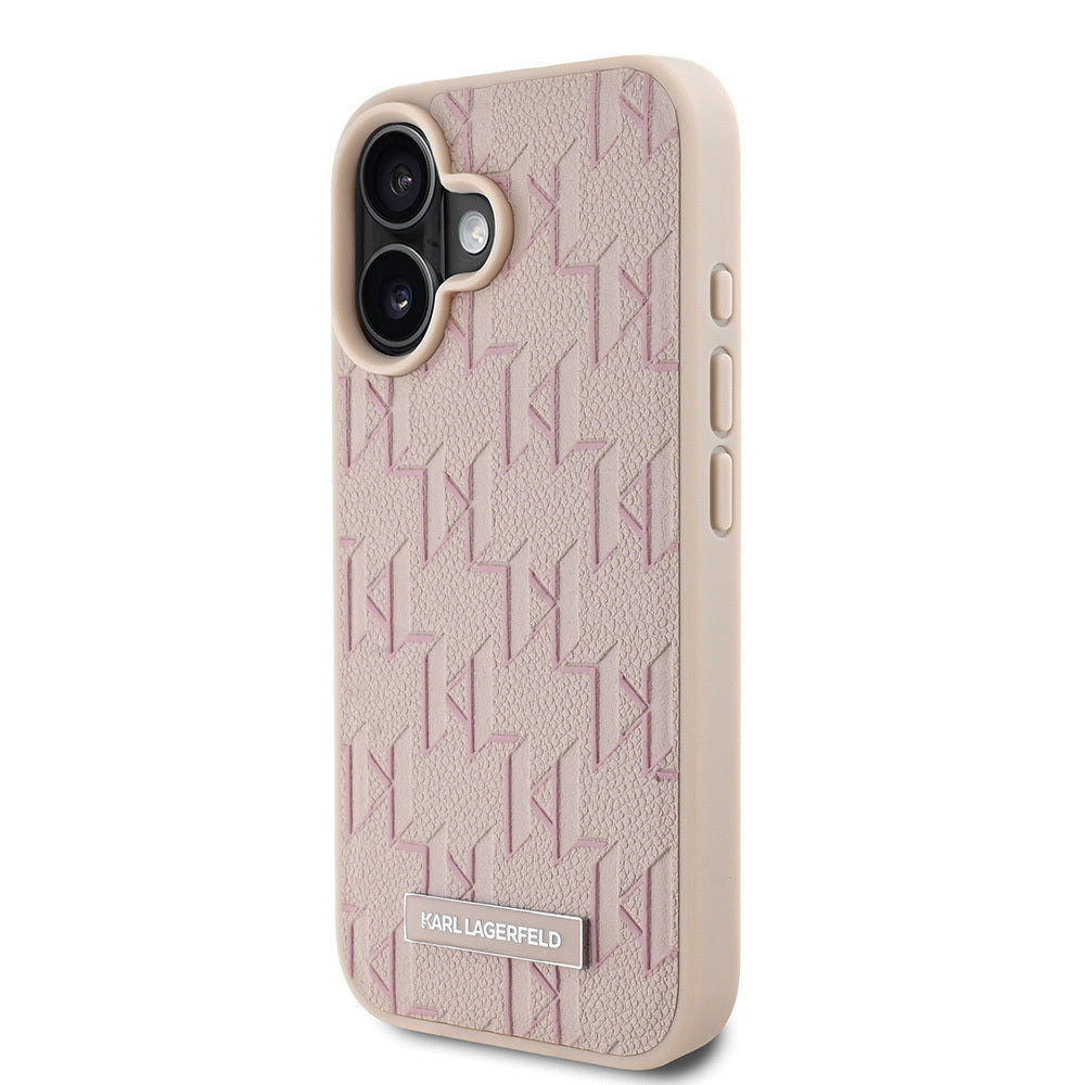 Apple iPhone 16 Kılıf Karl Lagerfeld Orjinal Lisanslı M-safe Şarj Özellikli KL Yazılı Hot Stamp Kapak