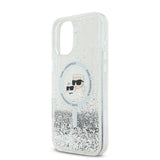 Apple iPhone 16 Kılıf Karl Lagerfeld Orjinal Lisanslı M-safe Şarj Özellikli Sıvılı Simli K&C Heads Kapak
