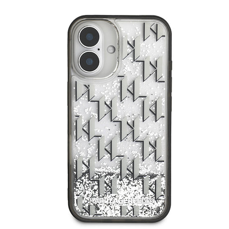 Apple iPhone 16 Kılıf Karl Lagerfeld Orjinal Lisanslı Simli KL Yazılı Monogram Gradient Kapak