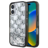 Apple iPhone 16 Kılıf Karl Lagerfeld Orjinal Lisanslı Simli KL Yazılı Monogram Gradient Kapak