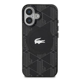Apple iPhone 16 Kılıf Lacoste Orjinal Lisanslı M-safe Şarj Özellikli IML Baskılı Gümüş Timsah Logolu Monogram Kapak