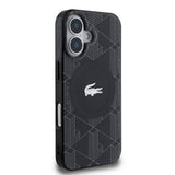 Apple iPhone 16 Kılıf Lacoste Orjinal Lisanslı M-safe Şarj Özellikli IML Baskılı Gümüş Timsah Logolu Monogram Kapak