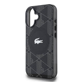 Apple iPhone 16 Kılıf Lacoste Orjinal Lisanslı M-safe Şarj Özellikli IML Baskılı Gümüş Timsah Logolu Monogram Kapak