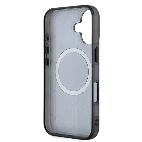 Apple iPhone 16 Kılıf Lacoste Orjinal Lisanslı M-safe Şarj Özellikli IML Baskılı Gümüş Timsah Logolu Monogram Kapak