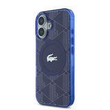 Apple iPhone 16 Kılıf Lacoste Orjinal Lisanslı M-safe Şarj Özellikli IML Baskılı Gümüş Timsah Logolu Monogram Kapak