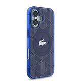 Apple iPhone 16 Kılıf Lacoste Orjinal Lisanslı M-safe Şarj Özellikli IML Baskılı Gümüş Timsah Logolu Monogram Kapak