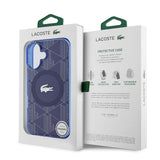 Apple iPhone 16 Kılıf Lacoste Orjinal Lisanslı M-safe Şarj Özellikli IML Baskılı Gümüş Timsah Logolu Monogram Kapak