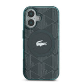 Apple iPhone 16 Kılıf Lacoste Orjinal Lisanslı M-safe Şarj Özellikli IML Baskılı Gümüş Timsah Logolu Monogram Kapak