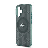 Apple iPhone 16 Kılıf Lacoste Orjinal Lisanslı M-safe Şarj Özellikli IML Baskılı Gümüş Timsah Logolu Monogram Kapak