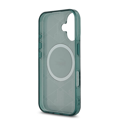Apple iPhone 16 Kılıf Lacoste Orjinal Lisanslı M-safe Şarj Özellikli IML Baskılı Gümüş Timsah Logolu Monogram Kapak