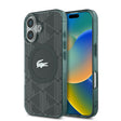 Apple iPhone 16 Kılıf Lacoste Orjinal Lisanslı M-safe Şarj Özellikli IML Baskılı Gümüş Timsah Logolu Monogram Kapak