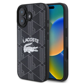 Apple iPhone 16 Kılıf Lacoste Orjinal Lisanslı M-safe Şarj Özellikli Mono Vintage Logo Kapak