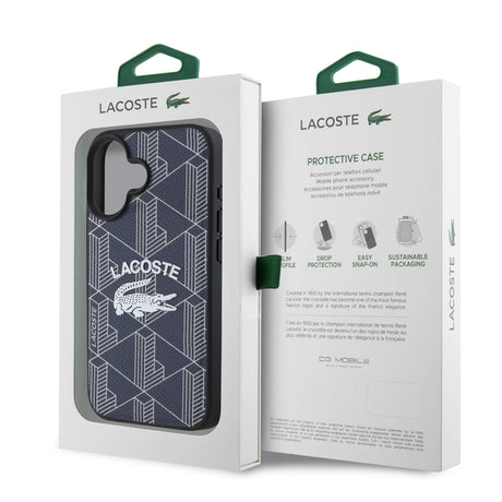 Apple iPhone 16 Kılıf Lacoste Orjinal Lisanslı M-safe Şarj Özellikli Mono Vintage Logo Kapak