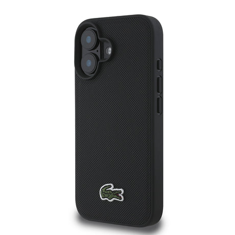 Apple iPhone 16 Kılıf Lacoste Orjinal Lisanslı PU Pike Desenli Arka Yüzey İkonik Timsah Dokuma Logolu Kapak + Type-C Kablo 1.5m