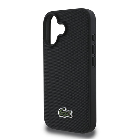 Apple iPhone 16 Kılıf Lacoste Orjinal Lisanslı PU Pike Desenli Arka Yüzey İkonik Timsah Dokuma Logolu Kapak + Type-C Kablo 1.5m